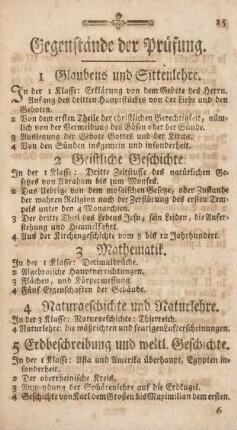 Gegenstände der Prüfung.