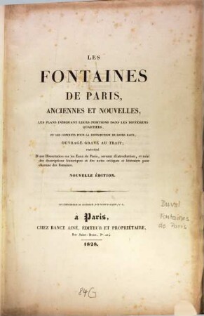 Les Fontaines de Paris, anciennes et nouvelles ...