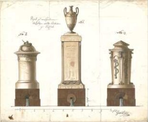 Gärtner, Andreas; Bad Bocklet; "Project zu verschiedenen Aufsätzen auf dem Churbrunnen zu Bochlet (?)" - Aufriss