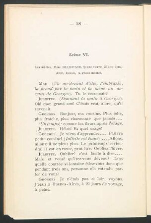 Scène VI. - Les mêmes Mme. Duquesne, (jeune veuve, 22 ans, demideuil, blonde, la grâce même).