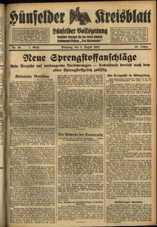 Erste Ausgabe vom Dienstag, den 09. August 1932.