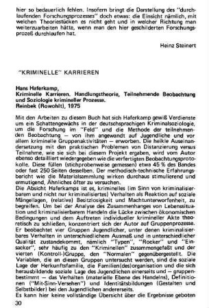 30-47, "Kriminelle" Karrieren