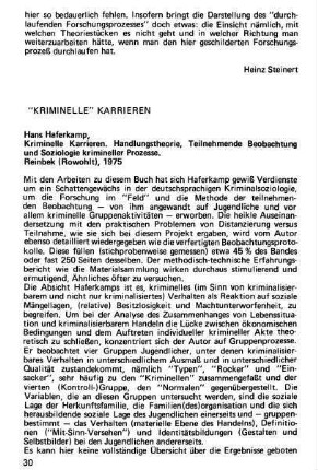 30-47, "Kriminelle" Karrieren
