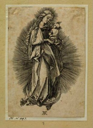 Maria mit langem Haar auf der Mondsichel