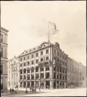 Geschäfts- und Wohnhaus Mey & Edlich, Berlin Monatskonkurrenz Mai 1889: Perspektivische Ansicht