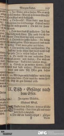IX. Tisch-Gesänge nach dem Essen.