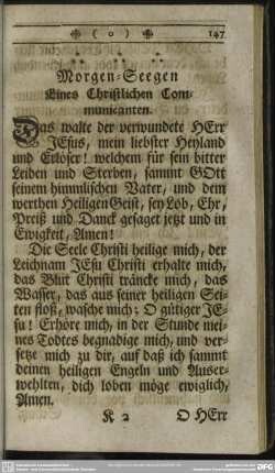 Morgen-Seegen Eines Christilichen Communicanten