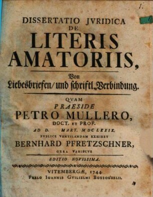 Diss. iur. de literis amatoriis