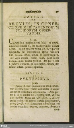 Caput I. De Regulis In Confectione Medicamentorum Solidorum Observandis