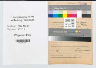 Entnazifizierung Paul Wagener, geb. 21.10.1901 (Sekretaer)