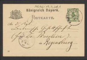 Brief von Hermann Stadler an Hermann Poeverlein