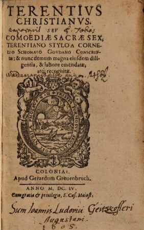 Terentivs Christianvs, Sev Comoediae Sacrae Sex, [1]