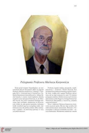 77: Pożegnanie Profesora Mariusza Karpowicza
