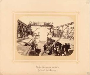 Berlin-Hannoversche Eisenbahn. Elbbrücke, Hämerten: Ansicht der Baustelle