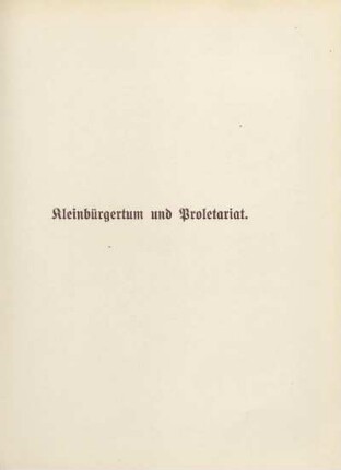 Kleinbürgertum und Proletariat