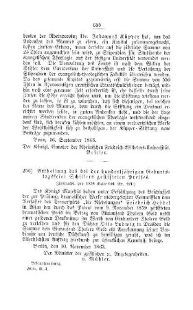 Ertheilung des bei der hundertjährigen Geburtstagsfeier Schillers gestifteten Preises : [II. Akademien und Universitäten]