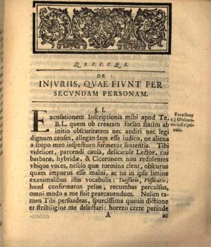 Diss. acad. de iniuriis, quae fiunt per secundam per sonam