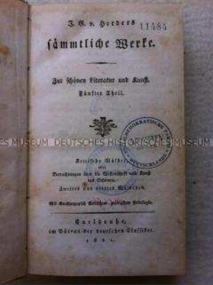 Herders sämtliche Werke, Bd. XXI
