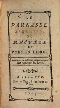 Le Parnasse libertin, ou Recueil de poésies libres