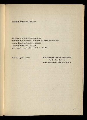 Lehrgang Komplexe Zahlen