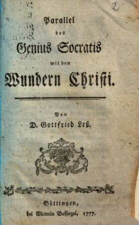Parallel des Genius Socratis mit den Wundern Christi