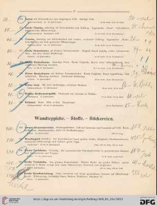 Wandteppiche. – Stoffe. – Stickereien (Nr. 284-299)