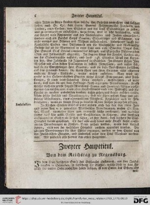 Zweyter Haupttitul. Von dem Reichstag zu Regensburg