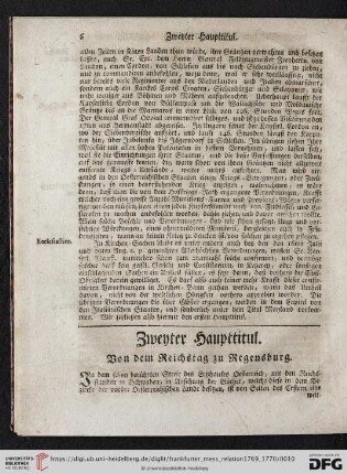 Zweyter Haupttitul. Von dem Reichstag zu Regensburg