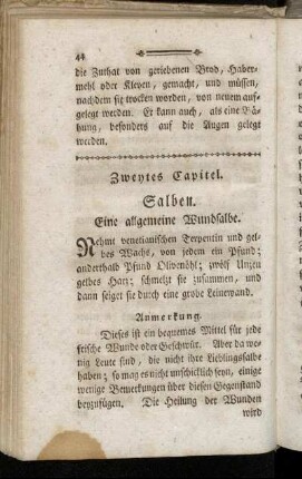 Zweytes Capitel. Salben.
