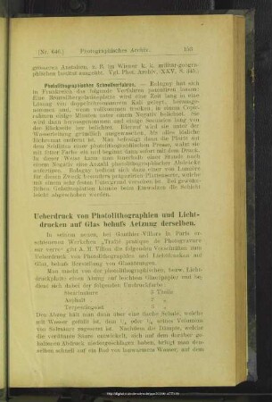 Ueberdruck von Photolithographien und Lichtdrucken auf Glas behufs Aetzung derselben