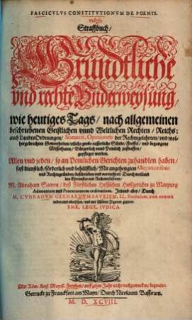 Fasciculus constitutionum de poenis vulgo Straffbuch