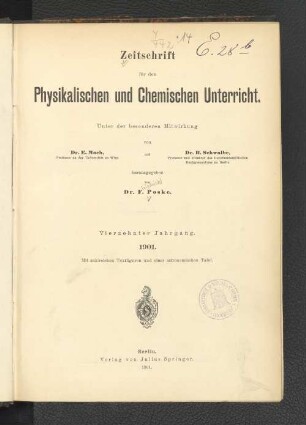 14.1901: Zeitschrift für den physikalischen und chemischen Unterricht