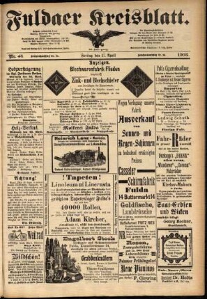 Zweite Ausgabe vom Freitag, den 17. April 1903.