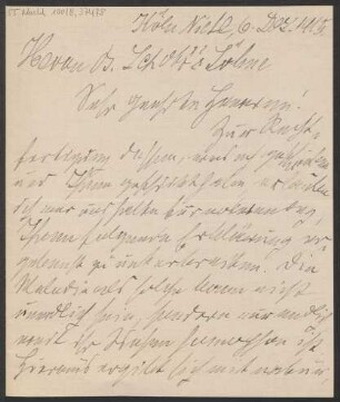 Brief an B. Schott's Söhne : 06.12.1915