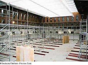 Baustelle Sächsische Landesbibliothek - Staats- und Universitätsbibliothek Dresden, Zentralbibliothek. Innenausbau, Zentraler Lesesaal : Dresden-Räcknitz, Zellescher Weg 18. Baustelle Sächsische Landesbibliothek - Staats- und Universitätsbibliothek Dresden, Zentralbibliothek. Innenausbau, Zentraler Lesesaal