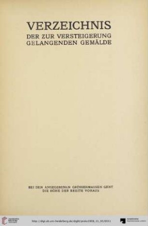 Verzeichnis der zur Versteigerung gelangenden Gemälde (Nr. 1-53)