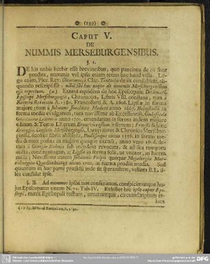Caput V. De Nummis Merseburgensibus