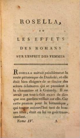 Rosella, ou les effets des romans, sur l'esprit des femmes. 4