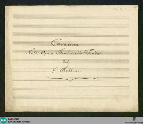 Beatrice di Tenda. Excerpts. Arr - Don Mus.Ms. 2362 : V, pf