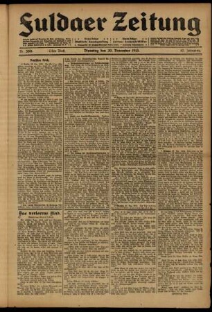 Erste Ausgabe vom Dienstag, den 30. Dezember 1913.