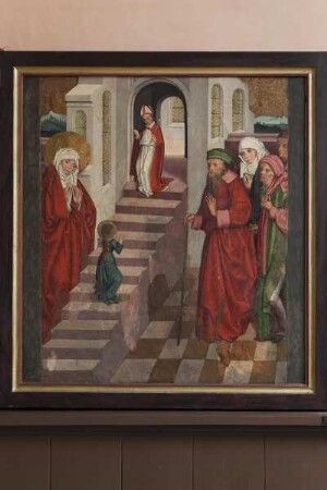 Lauterbacher Marienaltar — Zweite Schauseite - Marienleben — Linker innerer Flügel - Die Darbringung Marias im Tempel
