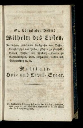 Militair- Hof- und Civil-Staat