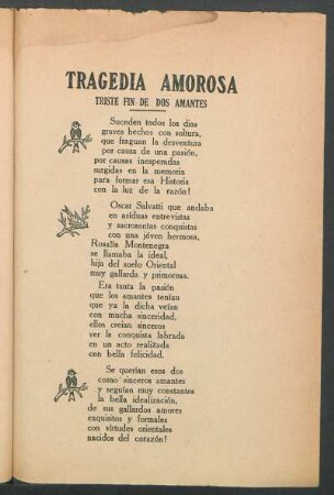 Tragedía amorosa : Triste fìn de dos amantes