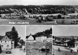 Niederschöna-Hetzdorf. Ortsansichten, u.a. mit Ferienheim Sumpfmühle, Ansichtskarte