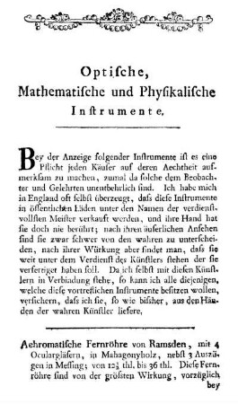 Optische Mathematische und Physikalische Instrumente