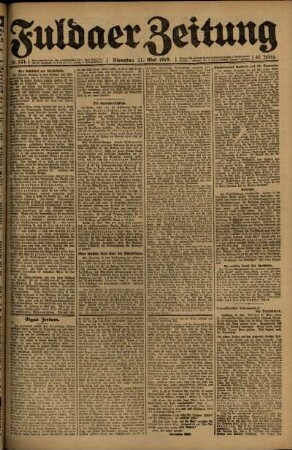 Ausgabe vom Dienstag, den 27. Mai 1919.