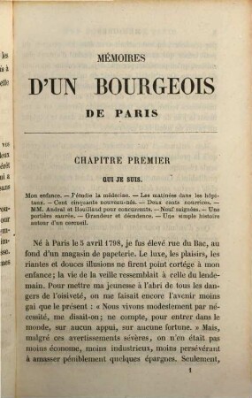 Mémoires d'un bourgeois de Paris. 1