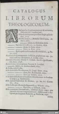 Catalogus Librorum Theologicorum