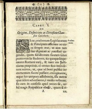 Caput I. Origine, Definitione ac Divisione Clausalæ Codicillaris.