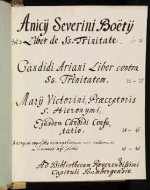 Boethius, Opuscula sacra. Candidus Arrianus. Marius Victorinus [u.a.] - Staatsbibliothek Bamberg Msc.Patr.46